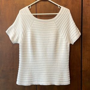 Talbots white ribbed pullover short sleeve sweater